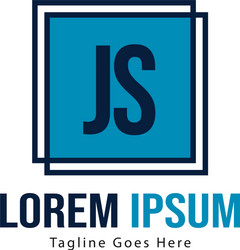 initial js logo template with modern frame vector image