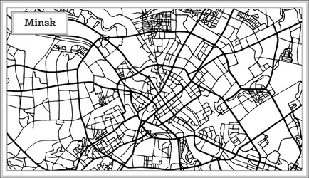 minsk belarus city map in black and white color vector