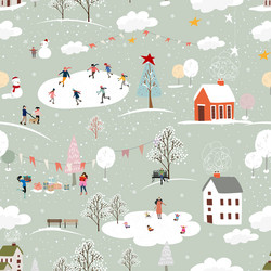 Seamless pattern winter wonderland landscape vector