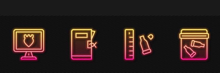 set line bullet casing with ruler police database vector image