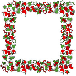Classic Christmas Frame with Festive Elements Vector Image
