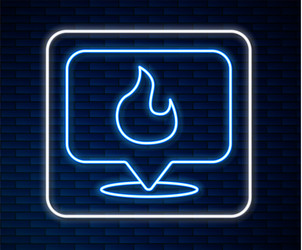 glowing neon line map pointer with fire flame icon vector image