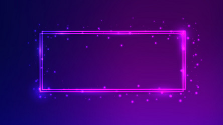 neon double rectangular frame with shining vector image