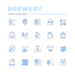 set color line icons of brewery vector