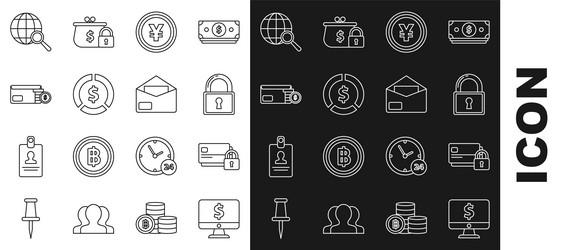 set line computer monitor with dollar symbol vector image