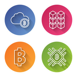 set line cryptocurrency cloud mining blockchain vector image