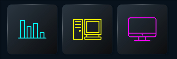 set line pie chart infographic computer monitor vector image