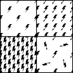 set of lightning seamless patterns in black vector image
