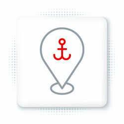 line map pointer with anchor icon isolated vector image