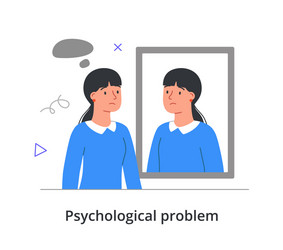 Unhappy female character having psychological vector