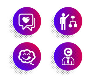 yummy smile heart and algorithm icons set vector image