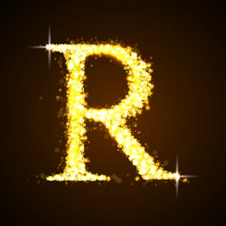 Alphabets r of gold glittering stars vector