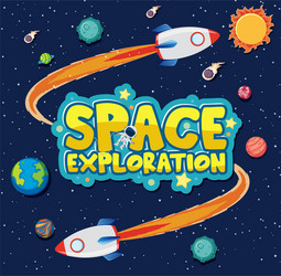 Galactic Space Background with Spaceship vector image