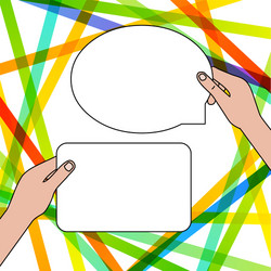 hands holding two empty tablets one rectangular vector image