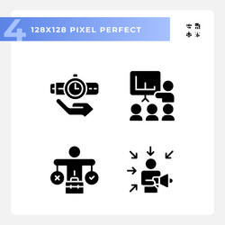 Pixel perfect glyph style soft skills icons set vector