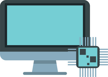 processor chip with monitor computer devices vector image