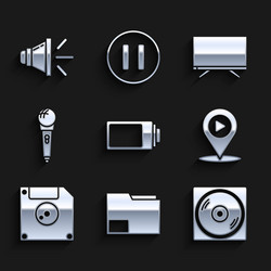 Set battery charge level indicator document vector