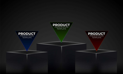 Three box stand for product display empty dark vector