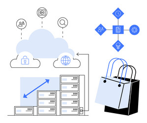 cloud storage integration with networking data vector image