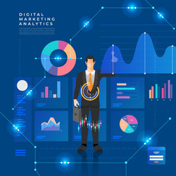 flat design concept data analysis visualize vector image