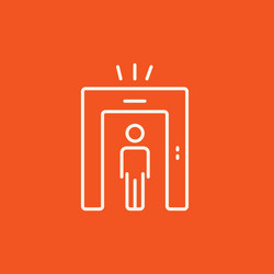 Man going through metal detector gate line icon vector