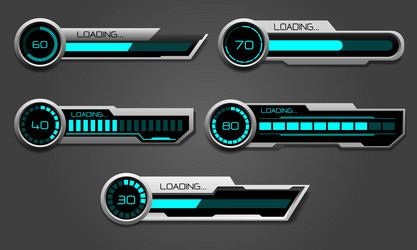 Set of hud modern loading progress bars user vector