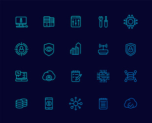 Communication technology and it icons linear set vector