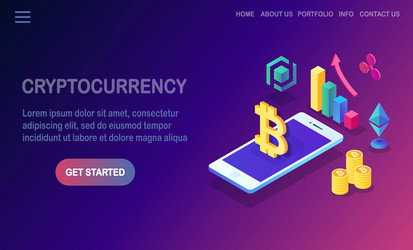 cryptocurrency and blockchain mining bitcoins vector image