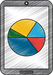 pie graph chart on cellphone screen icon image vector image