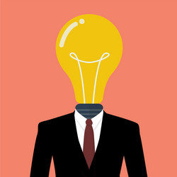 Businessman with a light bulb instead of head vector