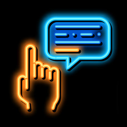 human hand gesture pointing neon glow icon vector