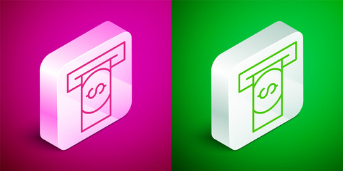 isometric line atm - automated teller machine vector image