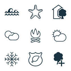 Set of 9 ecology icons includes ocean wave guard vector