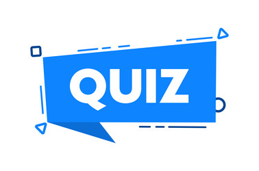 speech bubble with the word quiz blue label vector