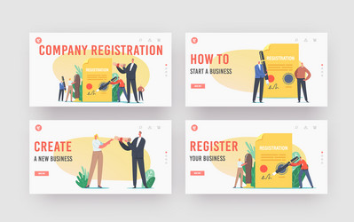 company registration landing page template set vector