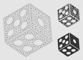 Dice mesh wire frame model and triangle vector