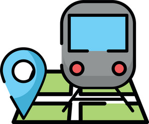 Paper map guide with bus vehicle vector