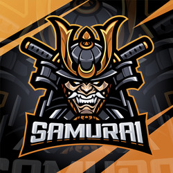 samurai head esport mascot logo design Vector Image
