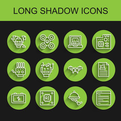 set line battery processor with microcircuits cpu vector image