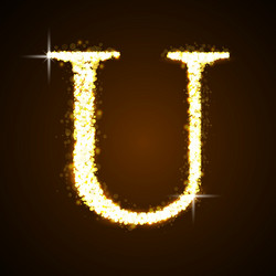 alphabets u of gold glittering stars vector