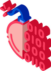 binary code bomb isometric icon vector