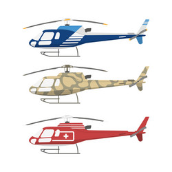 civil military and medical helicopters Vector Image