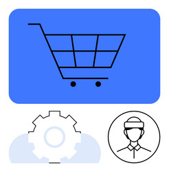 digital shopping cart with gear and user avatar vector image