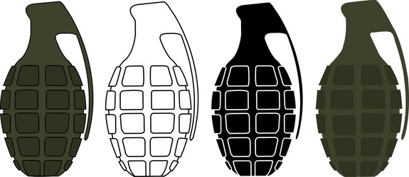 grenades set color contour silhouette vector