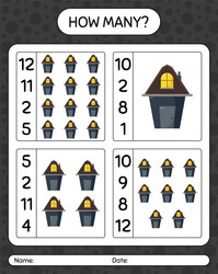 how many counting game with house worksheet vector image