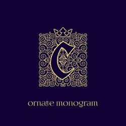 monogram with crown c vector