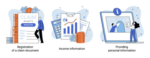 Registration of claim form register document Vector Image