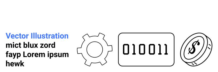gear binary code and dollar coin representing vector image