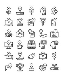 set of simple line knowledge education icons vector