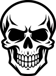 Classic Skull Logo - Black and White Vector Image